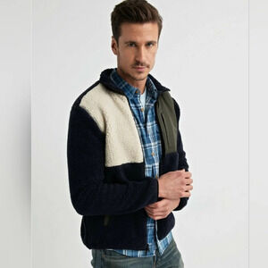 Lucky Brand Mens Sheerless Fleece zip up Sherpa Colorblock jacket Size XXL